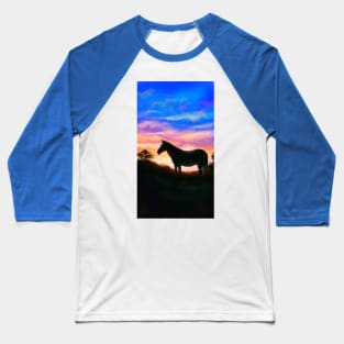 Mule Sunset Silhouette Horse Baseball T-Shirt